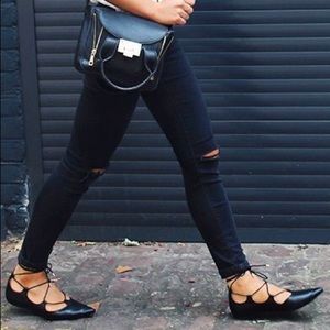 Black Lace Up Flats